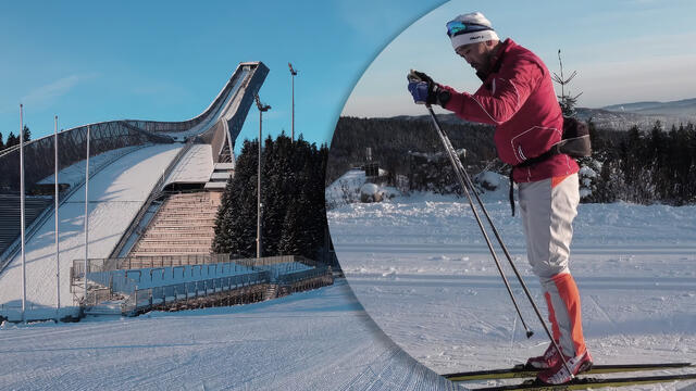 Skiforeningens Martin Øiestad demonstrerer riktig skiteknikk. (Foto: Tom-Arild Hansen)