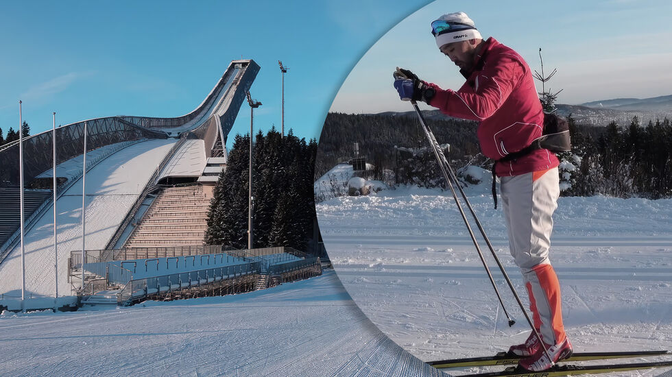 Skiforeningens Martin Øiestad demonstrerer riktig skiteknikk. (Foto: Tom-Arild Hansen)