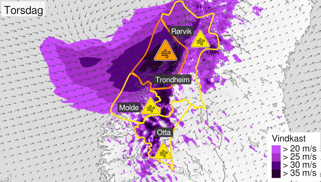 Et kart over Trøndelag.