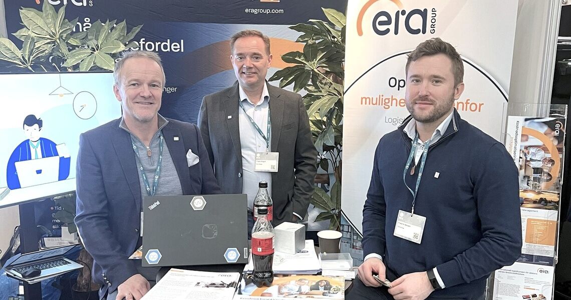Fra Venstre: Jan-Tore Wollan, Frank Sverre Rognli og Fredrik Hansen i ERA Group på messe.