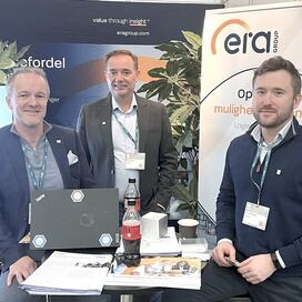 Fra Venstre: Jan-Tore Wollan, Frank Sverre Rognli og Fredrik Hansen i ERA Group på messe.