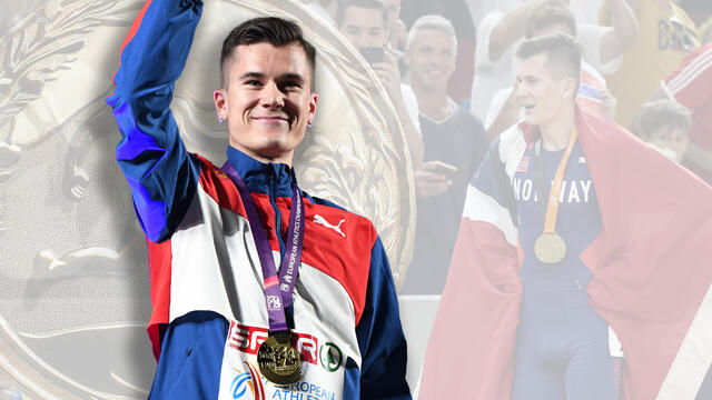 Jakob Ingebrigtsen manglet et 1500-metergull i samlingen. Søndag var det endelig på plass, og dermed er han dobbelt verdensmester denne helgen. Her fra triumf på 1500 meter i OL. (Foto: Bjørn Johannessen)