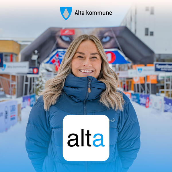 Alta-appen ikon med dame i bakgrunnen