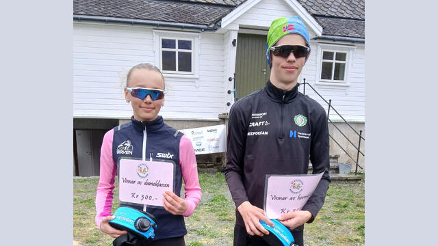 Linnea Fjelldalselv og Eivind Vikingstad vann Bjørkeklubben Over på sterke tider. (Foto: Olav Samland)