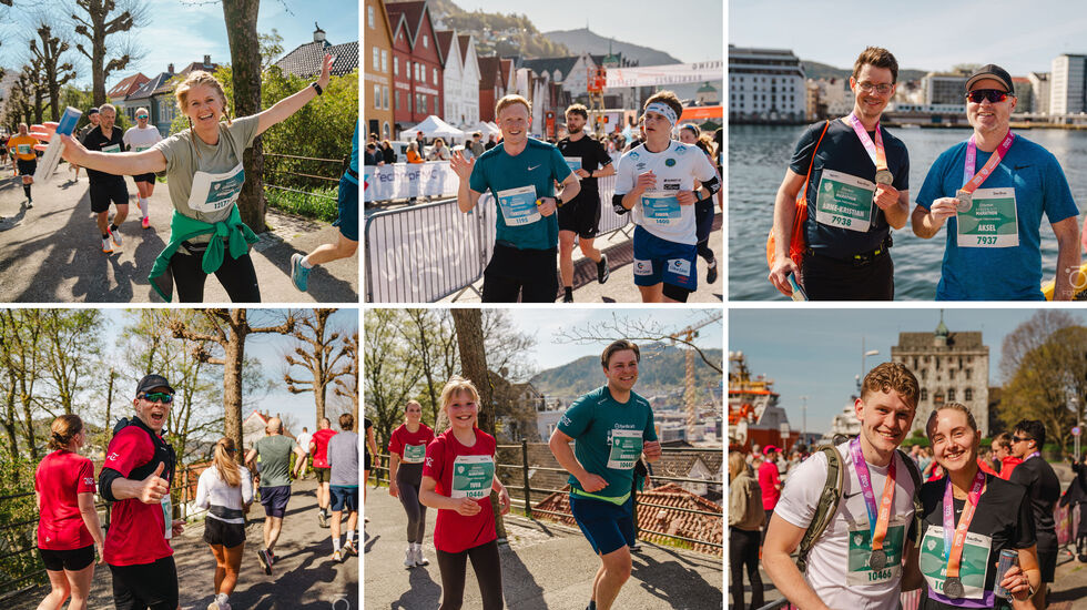 Solskinn og løpsglede preget gatene i Bergen denne dagen, under Bergen City Marathon. (Alle foto: Veronika Ask Stuksrud)