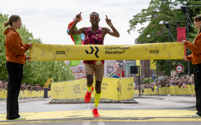 Berhane Tesfaye fra Eritrea vant København Maraton bare to sekunder fra løypesekordem. (Foto: Sparta Atletik & Løb)