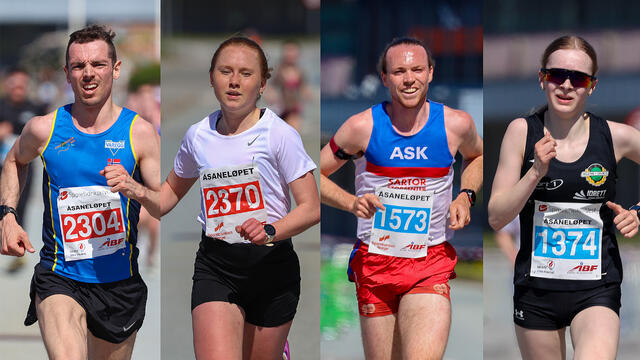 Tage Morken Augustson, Adele Norheim Henriksen, Marius Garmann Sørli og Aurora Veen Torkildsen vant i årets Åsaneløp. (Alle foto: Arne Dag Myking)
