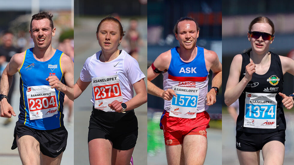 Tage Morken Augustson, Adele Norheim Henriksen, Marius Garmann Sørli og Aurora Veen Torkildsen vant i årets Åsaneløp. (Alle foto: Arne Dag Myking)