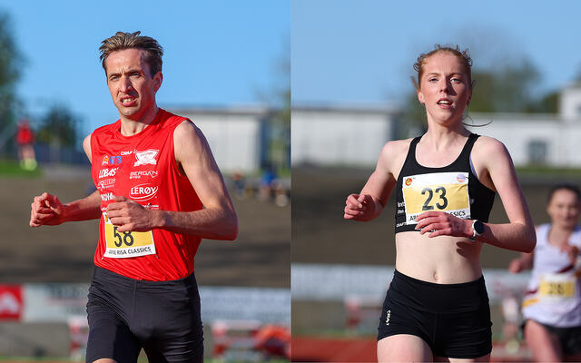 Trygve Feidje Mjelde og Andrea Nygård Vie var de beste på 3000 meter, som var hovedøvelsen i Arne Risa Classic. (Alle foto: Arne Dag Myking)