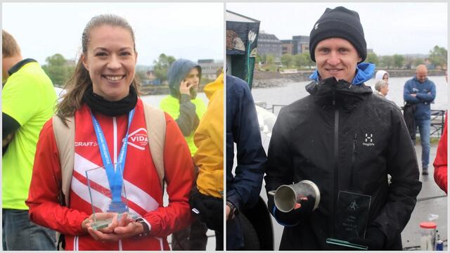 Vinnerne av Hamarløpet 2025: Vilde Antonsen og Petter Johansen. (Foto: Rolf Bakken) Vinnerne av Hamarløpet 2025: Vilde Antonsen og Petter Johansen.