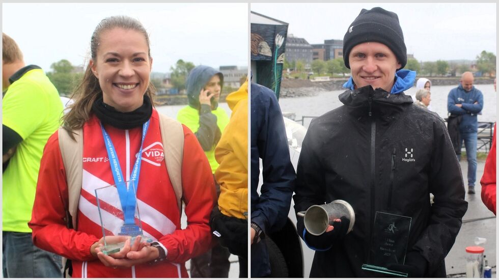 Vinnerne av Hamarløpet 2025: Vilde Antonsen og Petter Johansen. (Foto: Rolf Bakken)