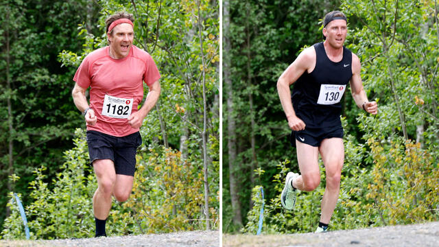 Den tidligere landeveissyklisten Kristoffer M Skjerping, nå sykkeltrener ved NTG Lillehammer t.h. ble raskeste herreløper i Sparebank 1 Kanthaugløpet onsdag kveld, 14 sekunder foran den tidligere canadiske langrennsløperen Devon Kershaw t.v. Den tidligere landeveissyklisten Kristoffer M Skjerping, nå sykkeltrener ved NTG Lillehammer t.h. ble raskeste herreløper i Sparebank 1 Kanthaugløpet onsdag kveld, 14 sekunder foran den tidligere canadiske langrennsløperen Devon Kershaw t.v.