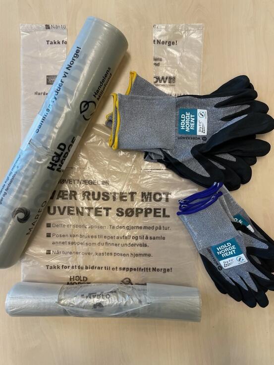 Plastsekker og hansker til rydding