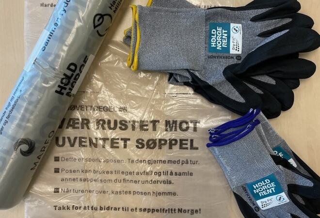 Plastsekker og hansker til rydding