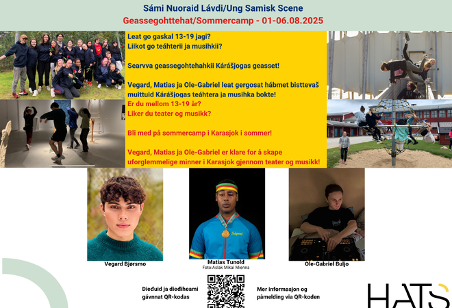 Bilde: invitasjonsplakaten til Hats arragementet Sámi Nuoraid Lávdi/Ung Samisk Scene