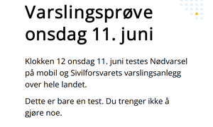 informasjonsplakat om testing av nødvarsel på bokmål