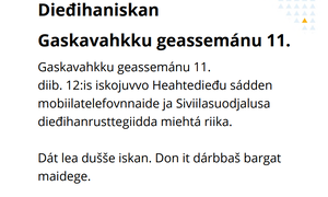 informasjonsplakat om testing av nødvarsel på samisk