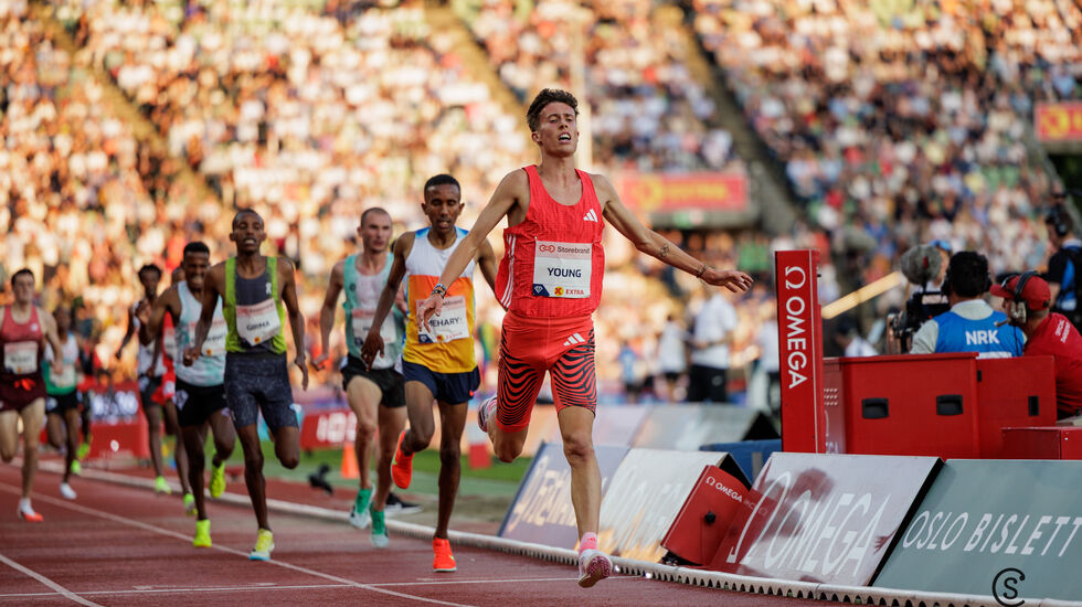 Nico Young fra USA viste seg som den klart beste 5000 m-løperen på Bislett. (Foto: Syvain Cavatz)