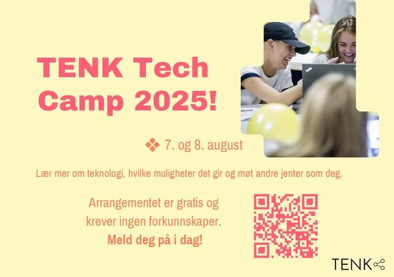 På bilde: Tenk Tech logo og QRcode