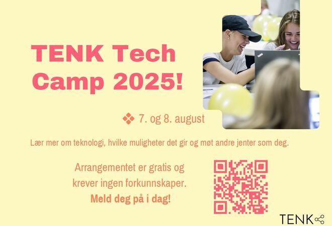 På bilde: Tenk Tech logo og QRcode