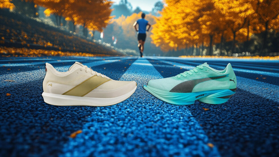 Hvilken superskomodell er best? Puma Fast-R Nitro Elite 3 eller Tracksmith Eliot Racer? (Foto: Puma/Tracksmith/Pixabay. Montasje: Bjørn Johannessen)