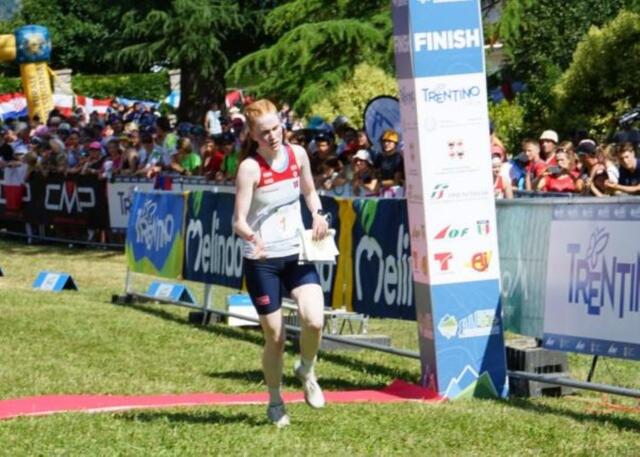 Sigrid Haugskott løp Norge inn til 5. plass på sprintstafetten i junior VM. Foto: Norsk orientering