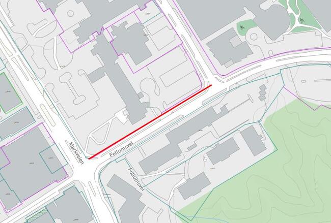 Kartoversikt stengt gangvei