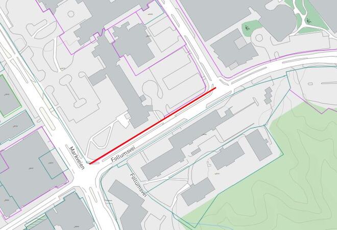 Kartoversikt stengt gangvei