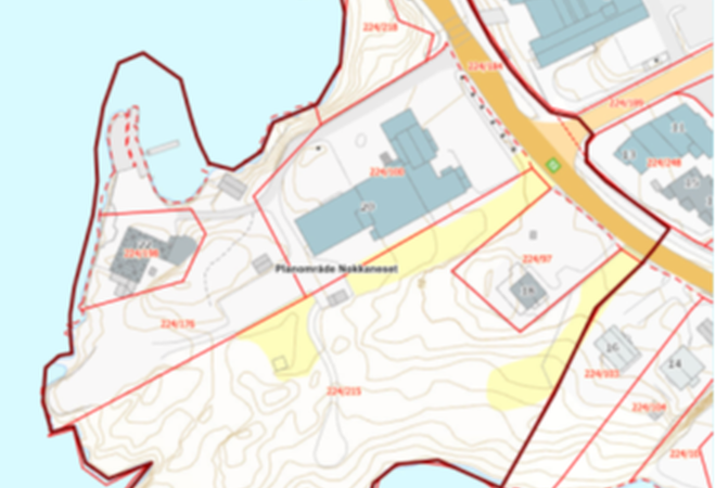 Kart over Nokkaneset på Hermansverk.