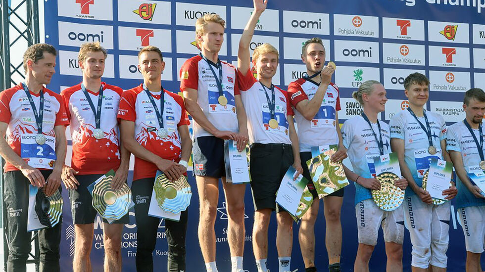 Norges herrer på toppen av seierspallen. (Arrangørfoto)