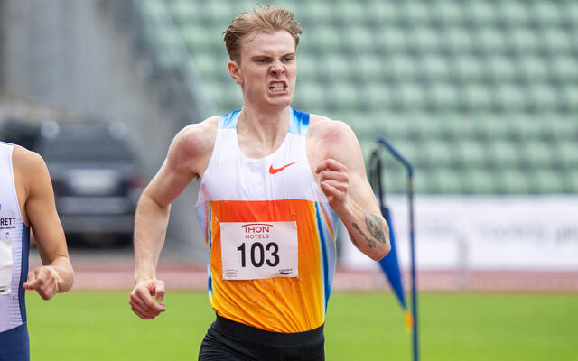 Tobias Grønstad løp til både nye pers og en tid under VM-kravet på 800 meter. Her fra Boysen Memorial for et par uker siden. (Foto: Samuel Hafsahl)