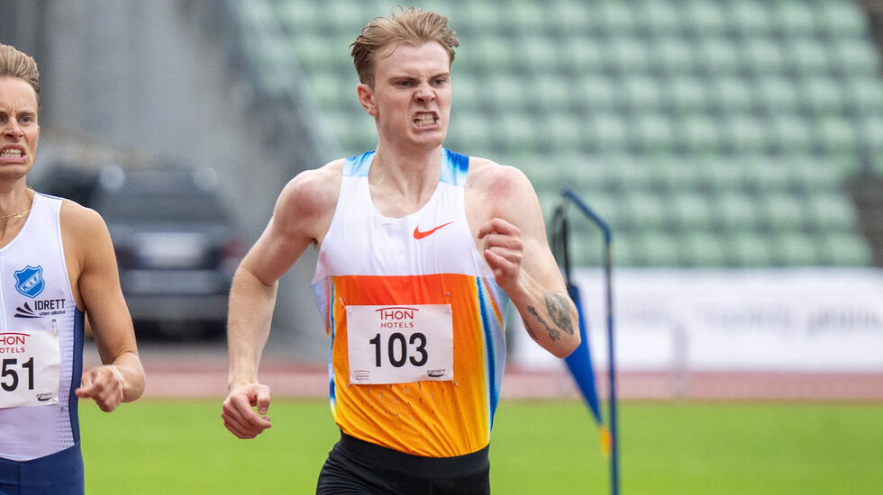Tobias Grønstad løp til både nye pers og en tid under VM-kravet på 800 meter. Her fra Boysen Memorial for et par uker siden. (Foto: Samuel Hafsahl)