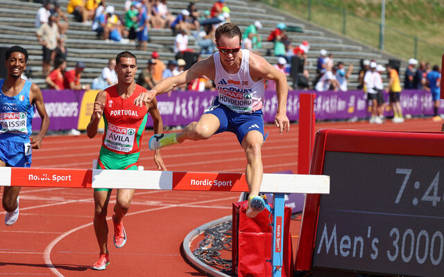 Det lyktes ikke for Vebjørn Hovdejord å komme seg til en finaleplass på 3000 meter hinder i U23-EM. (Alle foto: Arne Dag Myking)