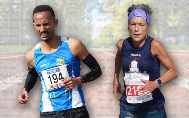 Ebrahim Abdulaziz og Inger Saanum topper veteranstatistikken på 10 km halvveis i 2025. (Foto: Henrik Kofoed Nilsen / Einar Børve)