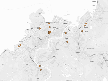 Kartutsnitt som viser hvor det er gitt igangsettingstillatelser fram til juli 2025.