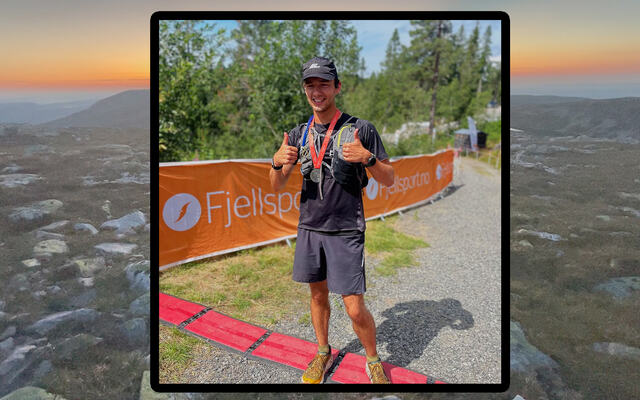 Lucas Moskau etter å ha vunnet den 93 km lange løypa i Blefjells Beste. (Foto: arrangøren)