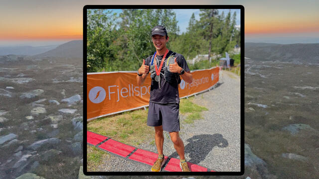 Lucas Moskau etter å ha vunnet den 93 km lange løypa i Blefjells Beste. (Foto: arrangøren)
