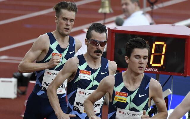 Jakob, Henrik og Filip Ingebrigtsen under Impossible Games på Bislett i 2020 (Foto: Bjørn Johannessen)