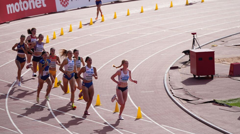 Andrea Nygård Vie løp seg kontrollert til en finaleplass på 3000 meter hinder i U20-EM, som nå pågår i Tampere, Finland. (Foto: Einar Børve)