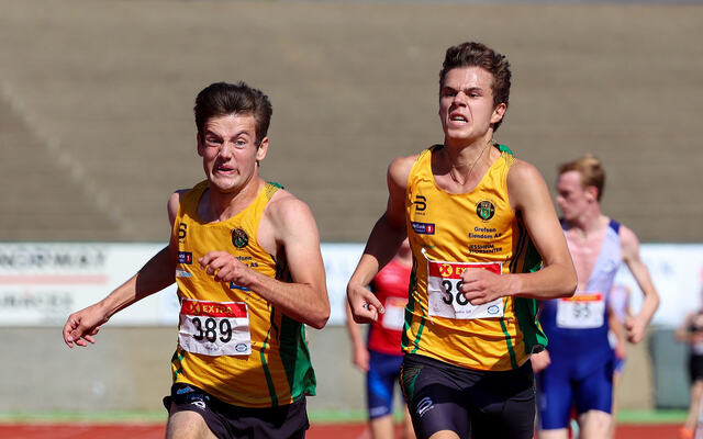 Kampen om NM-tittelen på 5000 meter endte i en intens duell mellom de to Ull/Kisa-løperne Kristian Bråthen Børve og Lukas Buncic. (Alle foto: Arne Dag Myking)