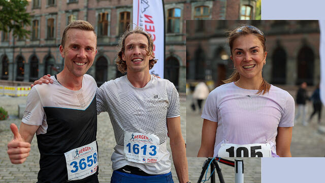 Erland Eldrup og Anders Sommer var de to raskeste menn over fjellet fra Arna til Bergen, der Erland var den aller raskeste. Silje Oksholm Arnøy var raskeste kvinne. (Alle foto: Arne Dag Myking)
