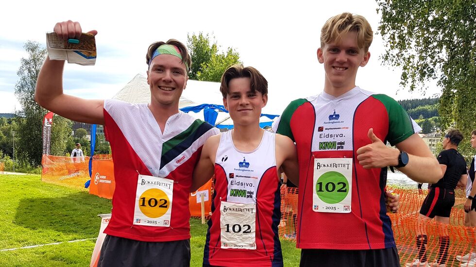 Vinnerlaget i H17 fra Vang OL (fra v.): Eskil Frøisland, Sivert Dåsnes og Magnus Svaland Dale.