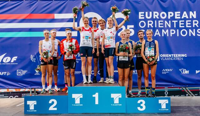 Norge vinner sitt første EM gull på sprintstafett (Foto: Silke Van Rooy, arrangørfoto)