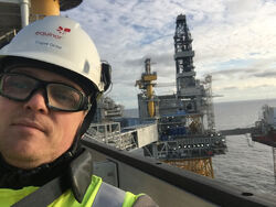 Trygve Dirdal på oppdrag på Johan Sverdrup (Foto: Privat/Equinor).
