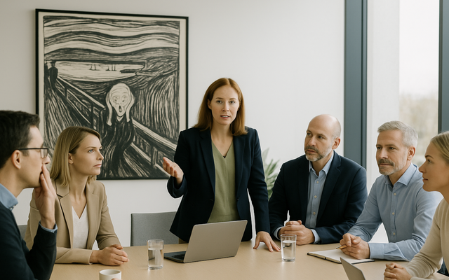 Når ledergruppen våger å stille de ærlige spørsmålene, kan rommet forvandles fra rapportering til læring og ny kultur. (Foto: Ai, Ingar Næss)