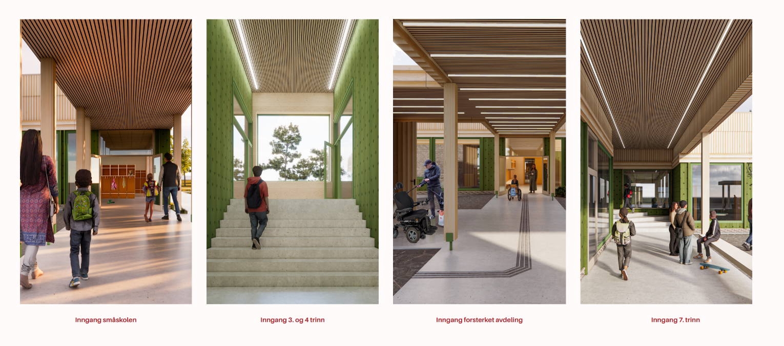 Skissetegning inngang skole