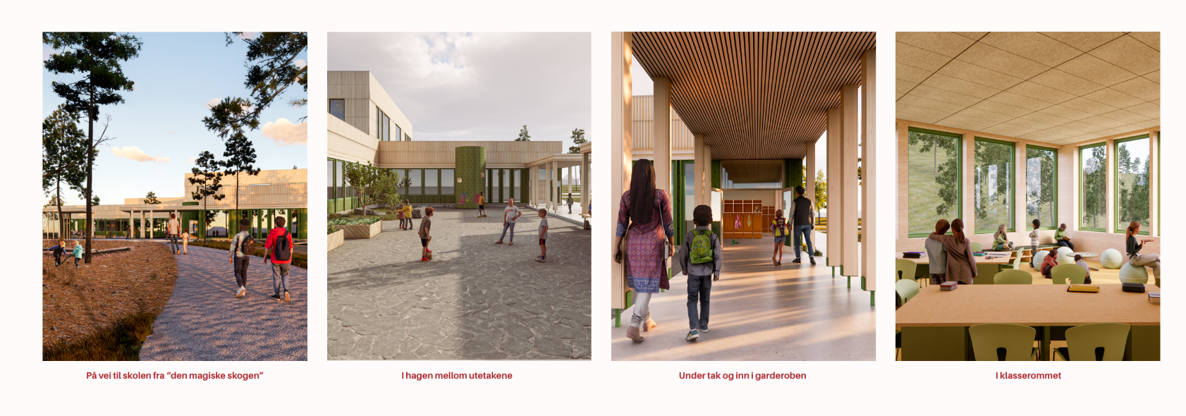 Skissetegning utsiden av en skole