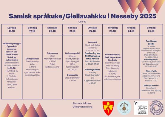 Plakat med programmet til den samiske språkuken
