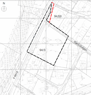 Utvidelse av planområdet vist i rød markering