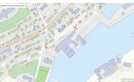 Kartskisse Strandvegen. Kartskisse Strandvegen.